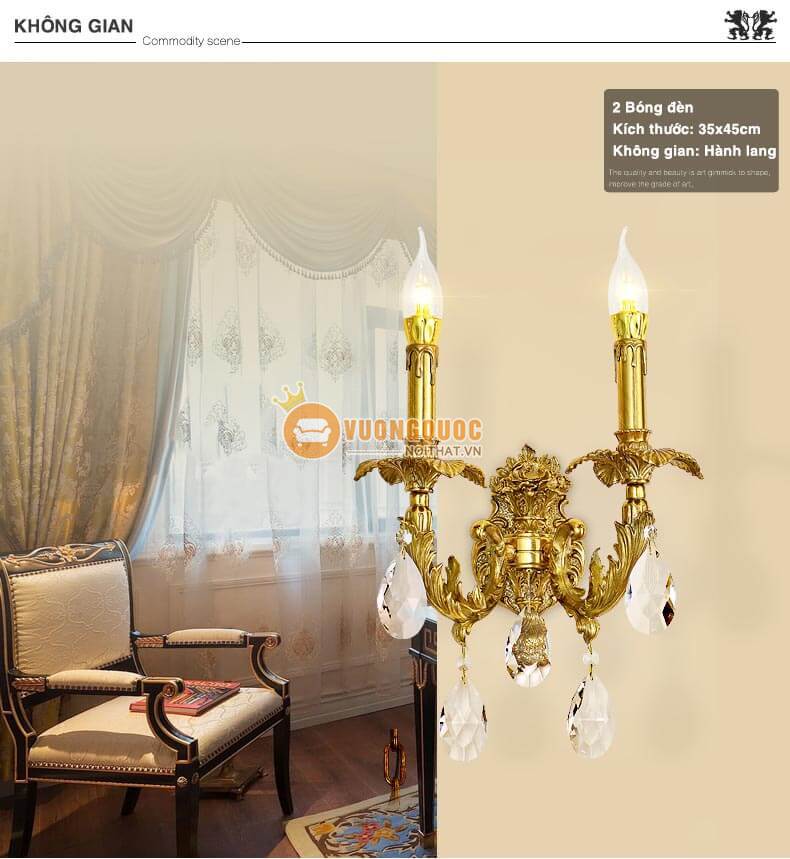 Đèn chùm đồng pha lê nến hoa lệ abr170-2